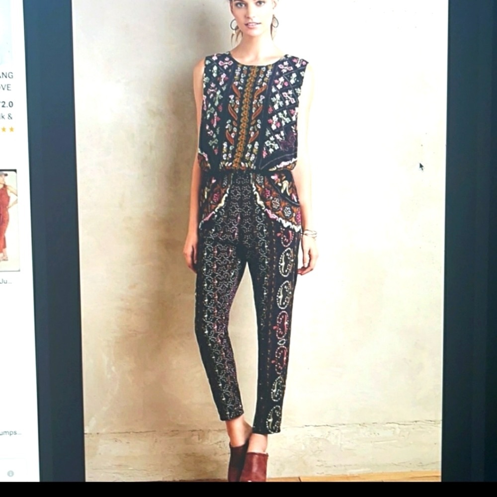 HEMANT & NANDITA Black Printed Jumpsuit with Multicolor Paisley